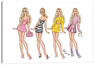 Barbie The Movie - Press Tour Looks Canvas Art Print - Fashion Illustrations