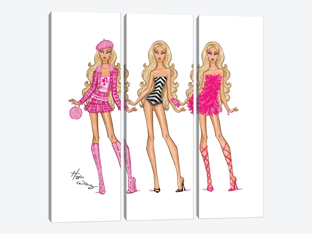 Barbie Closet Looks by Hayden Williams 3-piece Canvas Art Print