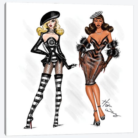 Lady Gaga and Beyoncé - Telephone Pt 2 Canvas Print #HWI312} by Hayden Williams Canvas Artwork