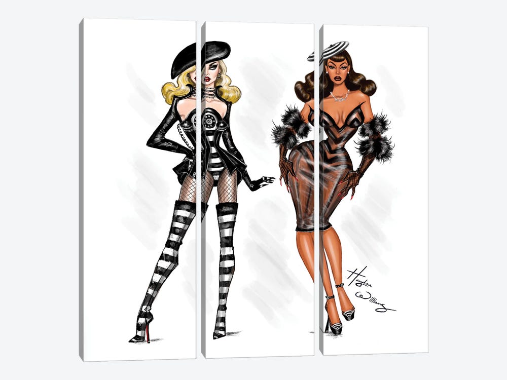 Lady Gaga and Beyoncé - Telephone Pt 2 by Hayden Williams 3-piece Canvas Art Print