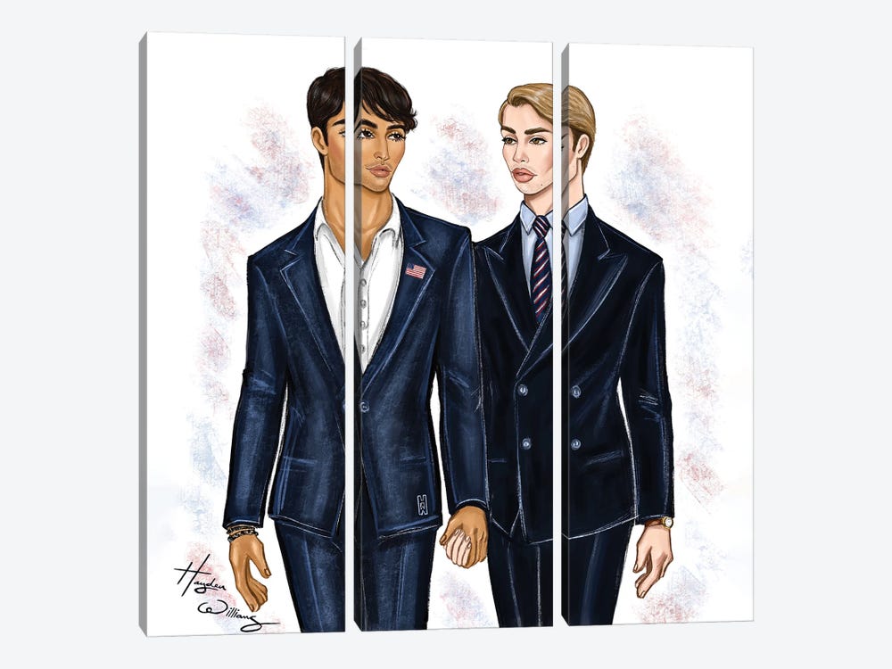 Red, White And Royal Blue - Alex And Henry by Hayden Williams 3-piece Canvas Wall Art