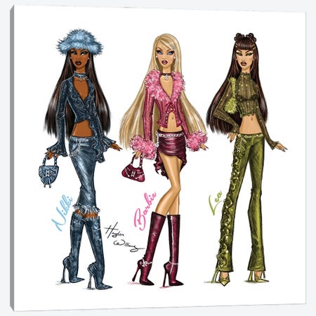 Barbie Fashion Fever - Nikki, Barbie and Lea Canvas Print #HWI325} by Hayden Williams Canvas Wall Art