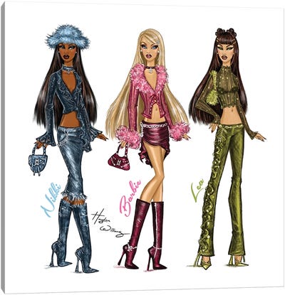 Barbie Fashion Fever - Nikki, Barbie and Lea Canvas Art Print - Hayden Williams
