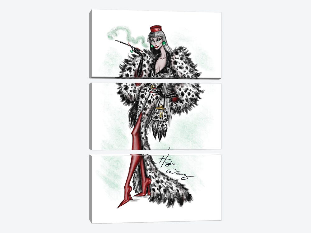 Villainous Divas Collection - Cruella de Vil by Hayden Williams 3-piece Canvas Art Print