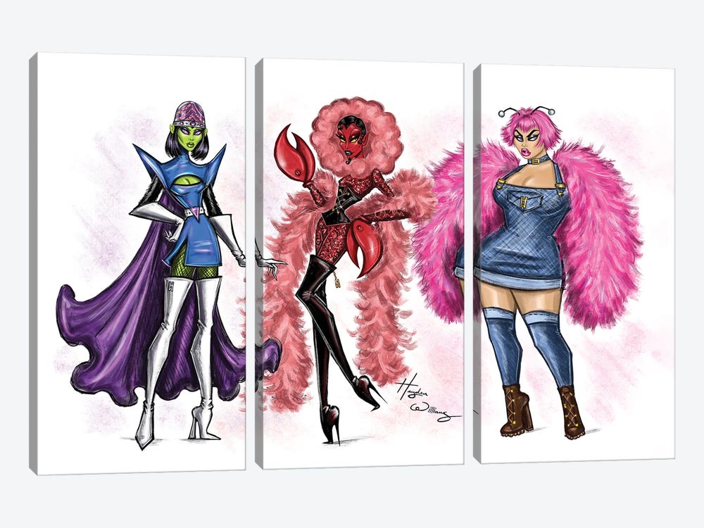 The Powerpuff Girls Villains by Hayden Williams 3-piece Canvas Print