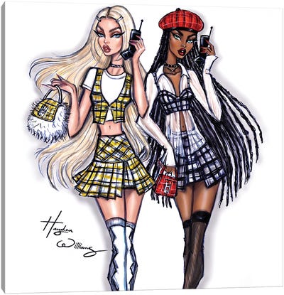 Clueless: Cher & Dionne Canvas Art Print - Fashion Illustrations