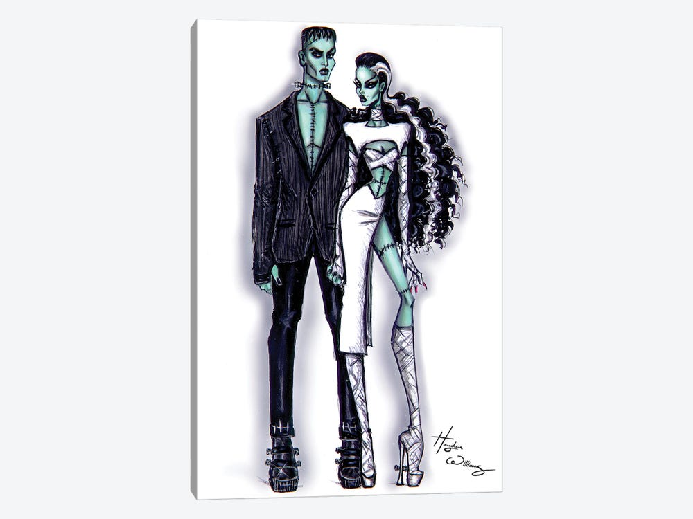Frankenstein And His Bride by Hayden Williams 1-piece Canvas Wall Art
