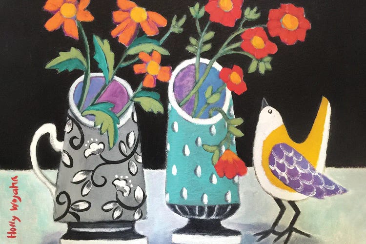 Two Cheery Vases And A Chirp