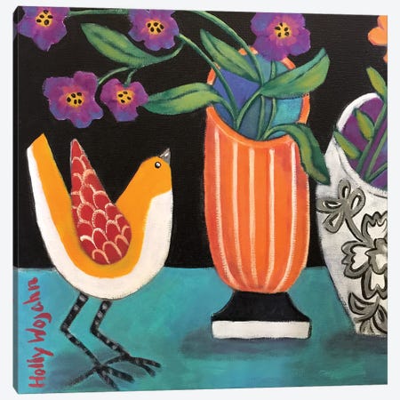 Two More Cheery Vases And A Chirp More Canvas Print #HWJ25} by Holly Wojahn Art Print