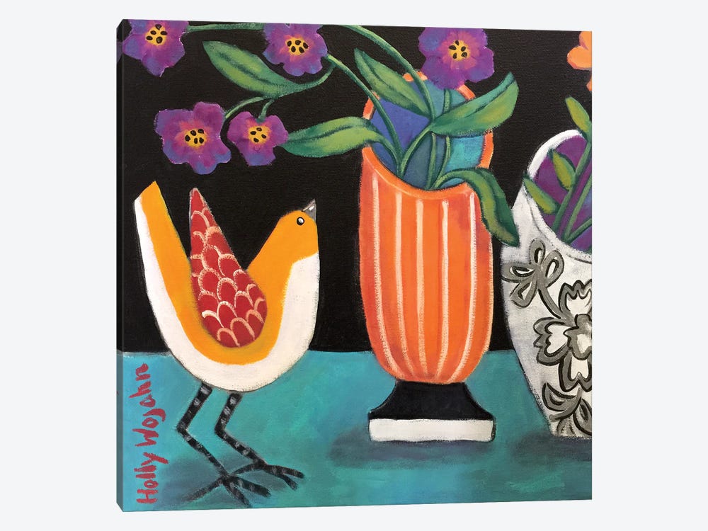 Two More Cheery Vases And A Chirp More by Holly Wojahn 1-piece Art Print