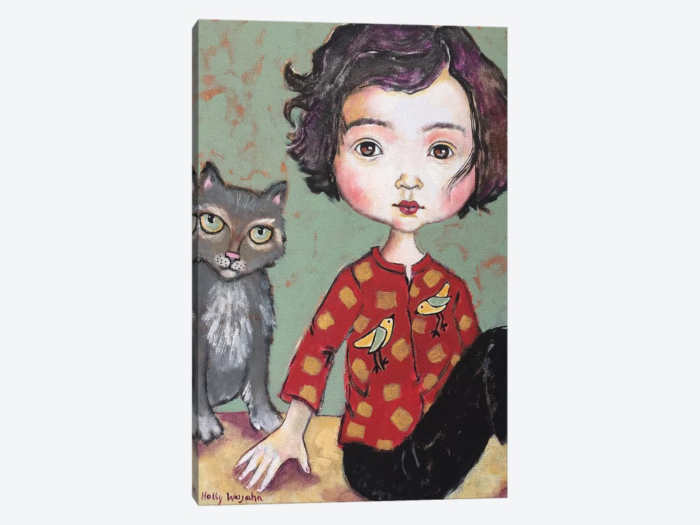 Girl With Cat by Holly Wojahn 1-piece Canvas Artwork