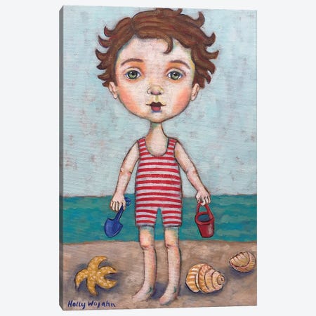 Beach Boy Canvas Print #HWJ37} by Holly Wojahn Canvas Wall Art