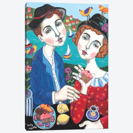 Couple With Cakes Canvas Print #HWJ9} by Holly Wojahn Canvas Print
