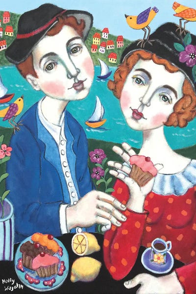 Holly Wojahn: Couple With Cakes by Holly Wojahn