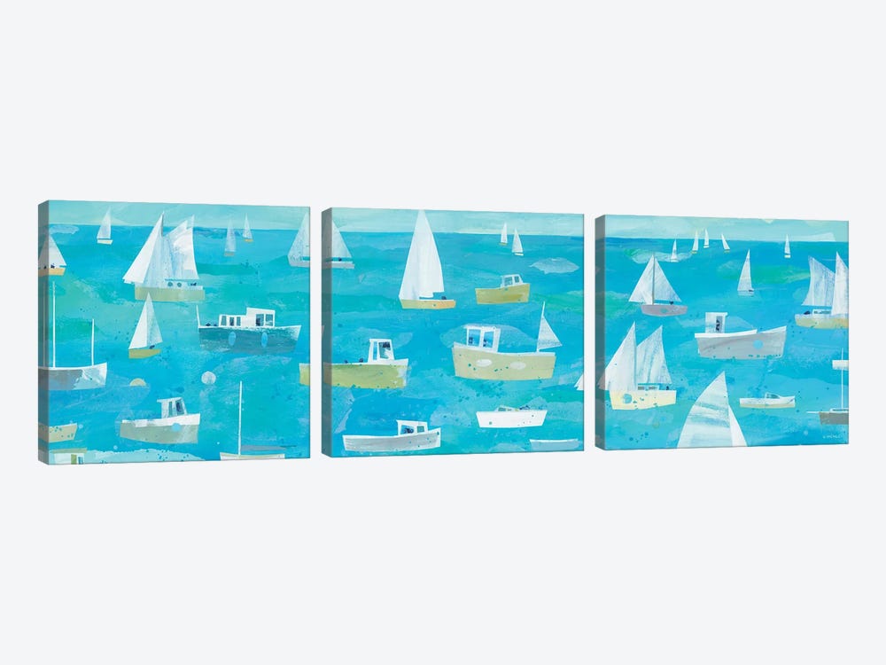 Messing About On Boats by Claire Henley 3-piece Canvas Artwork