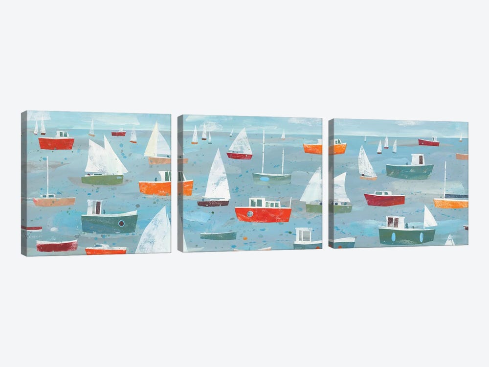 Retro Boats by Claire Henley 3-piece Art Print