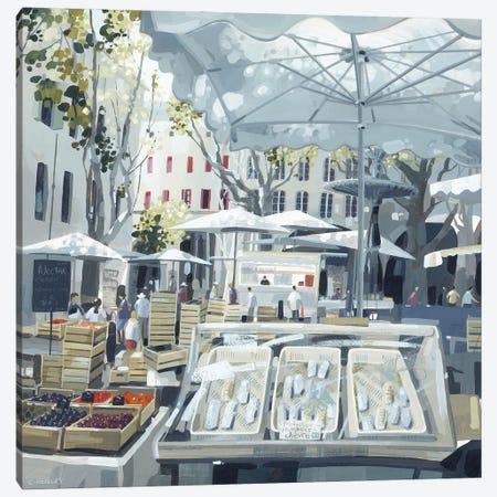 Market Day, Uzes Canvas Print #HYC112} by Claire Henley Canvas Art Print
