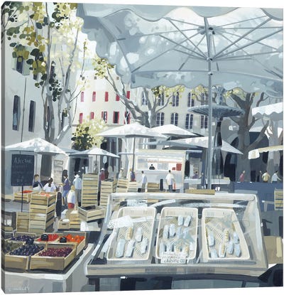 Market Day, Uzes Canvas Art Print - Claire Henley