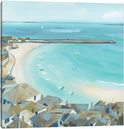 St Ives Rooftops Canvas Art Print - Claire Henley
