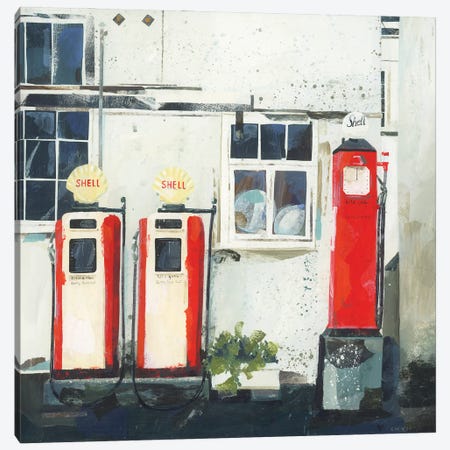 Petrol Pumps, St Mawes Canvas Print #HYC117} by Claire Henley Canvas Art