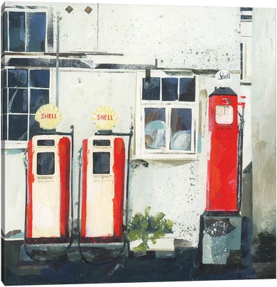 Petrol Pumps, St Mawes Canvas Art Print - Dereliction Art