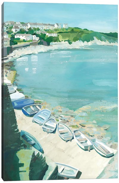 Boats On The Slipway, Portscatho Canvas Art Print - Claire Henley