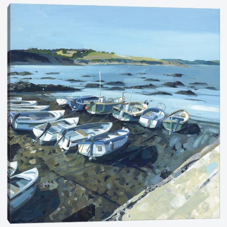 Lights On The Boats, Portscatho Canvas Print #HYC123} by Claire Henley Canvas Artwork