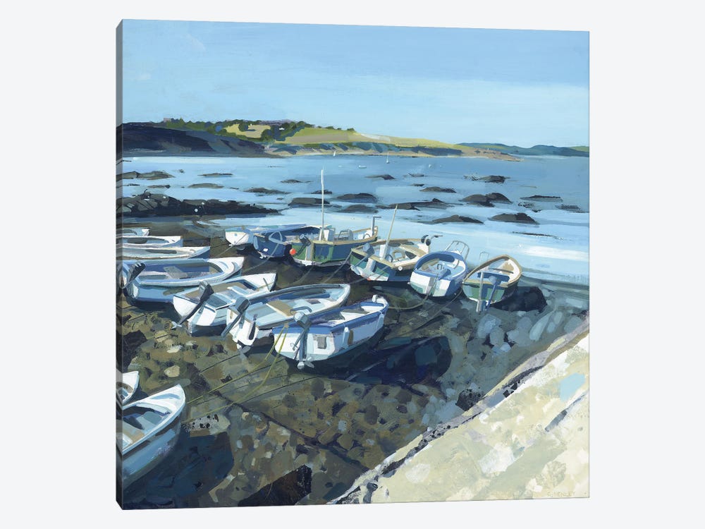 Lights On The Boats, Portscatho by Claire Henley 1-piece Canvas Print