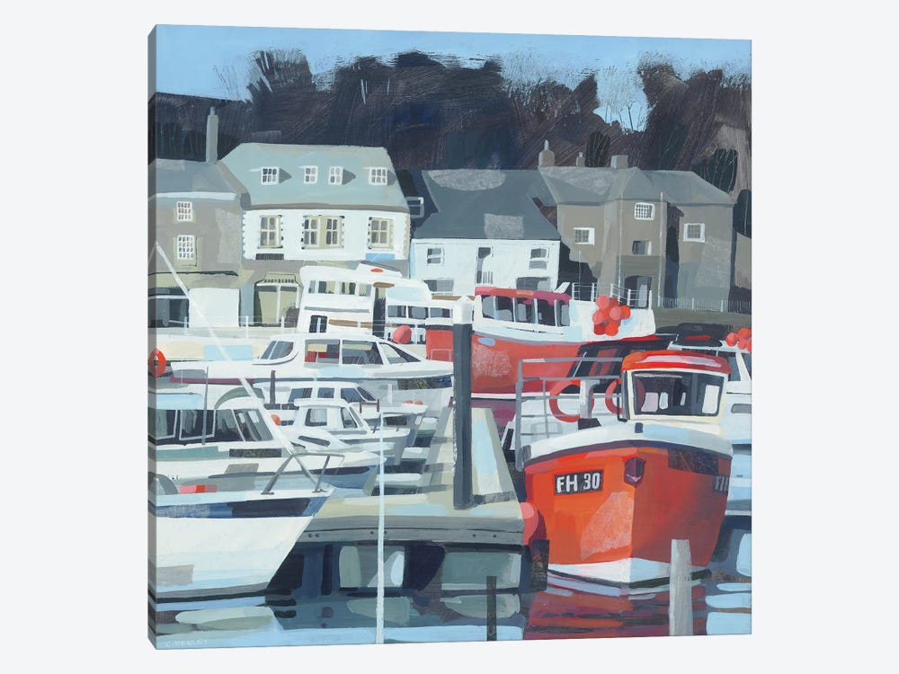 Red Boats, Padstow by Claire Henley 1-piece Canvas Art Print