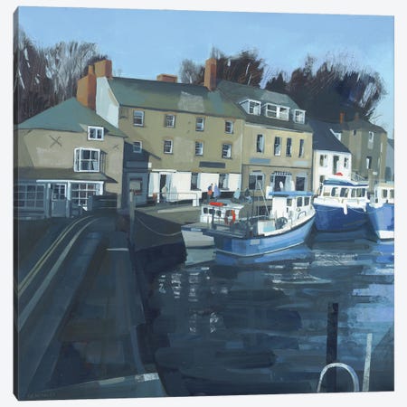 Blue Boats, Padstow Canvas Print #HYC126} by Claire Henley Canvas Art Print
