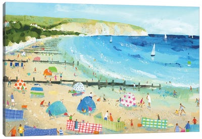 Swanage Beach Canvas Art Print - Sandy Beach Art