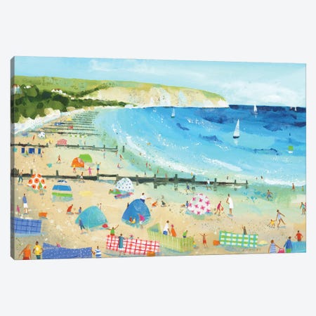 Swanage Beach Canvas Print #HYC129} by Claire Henley Canvas Wall Art