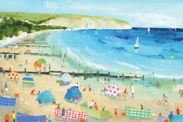 Large Coastal Art - Canvas Prints: Swanage Beach by Claire Henley