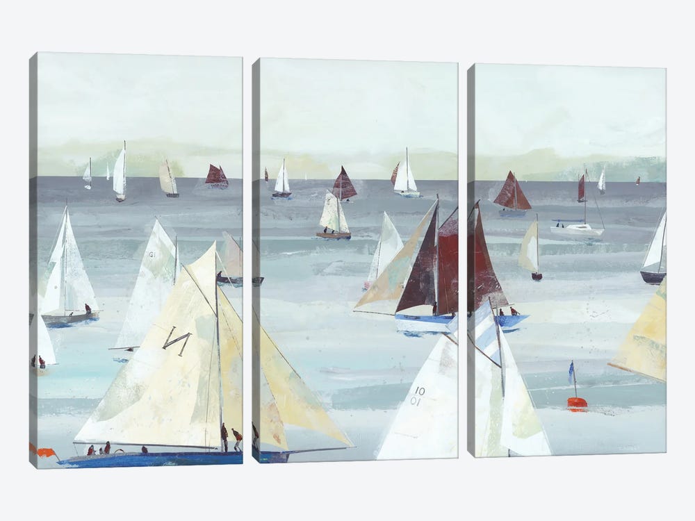 Classic Boats, St Mawes by Claire Henley 3-piece Canvas Art