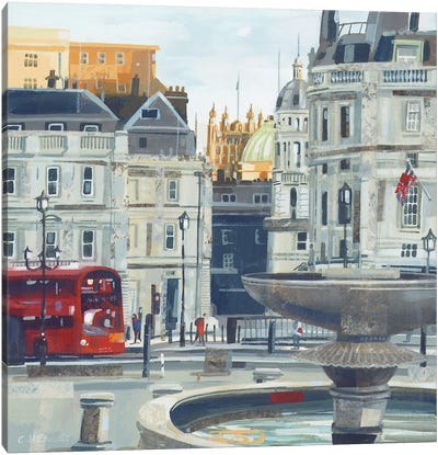 July Evening, Trafalgar Square Canvas Art Print - Claire Henley