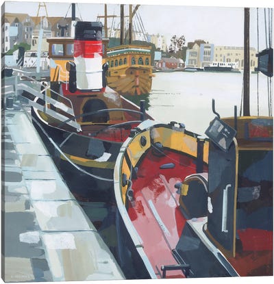 Tugs At Wapping Docks, Bristol Canvas Art Print - Claire Henley