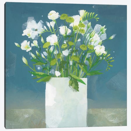 White Flowers Canvas Print #HYC14} by Claire Henley Canvas Artwork