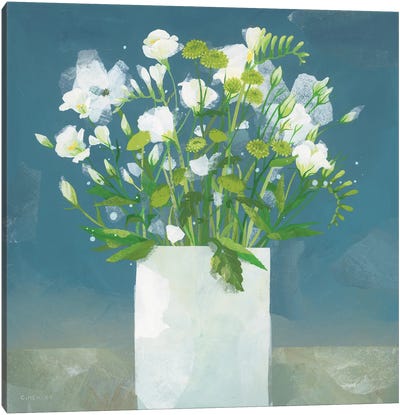 White Flowers Canvas Art Print - Claire Henley