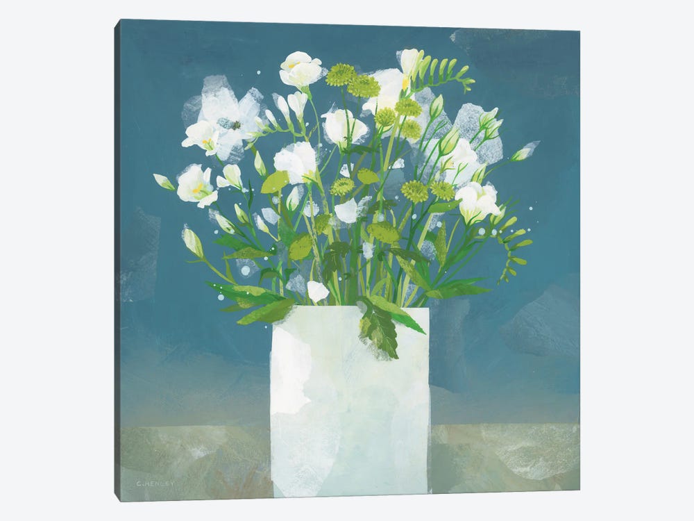 White Flowers by Claire Henley 1-piece Canvas Art