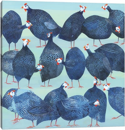 Guinea Fowl Confusion Canvas Art Print - Claire Henley