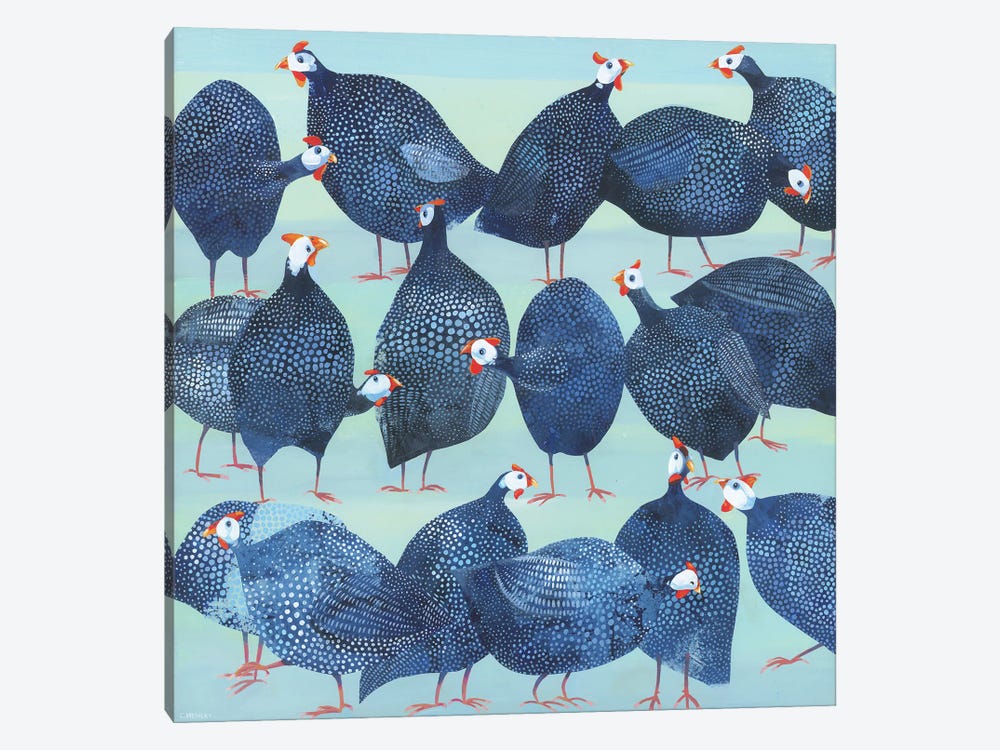 Guinea Fowl Confusion by Claire Henley 1-piece Canvas Art Print