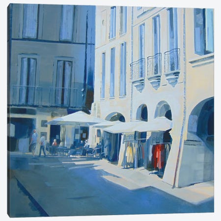 White Umbrellas, Uzes Canvas Print #HYC154} by Claire Henley Canvas Wall Art