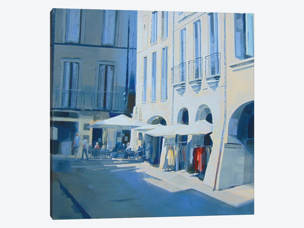White Umbrellas, Uzes by Claire Henley 1-piece Canvas Print