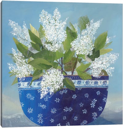 White Lilac And The Shelley Bowl Canvas Art Print - Claire Henley