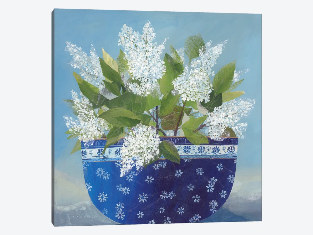 White Lilac And The Shelley Bowl by Claire Henley 1-piece Canvas Art Print