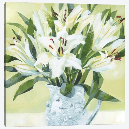 Lilies In The White Jug Canvas Print #HYC1} by Claire Henley Canvas Art