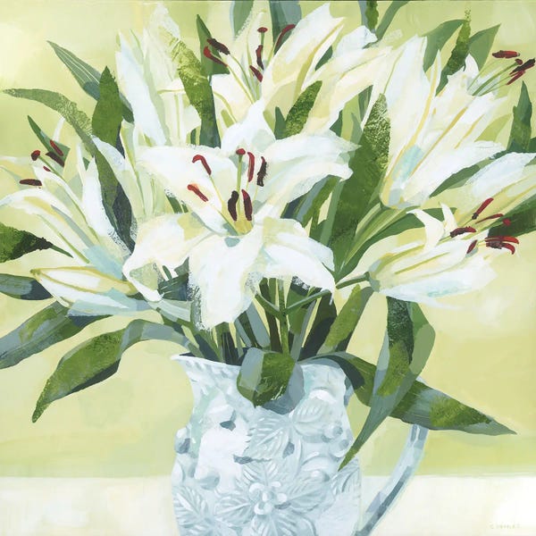 Claire Henley: Lilies In The White Jug by Claire Henley