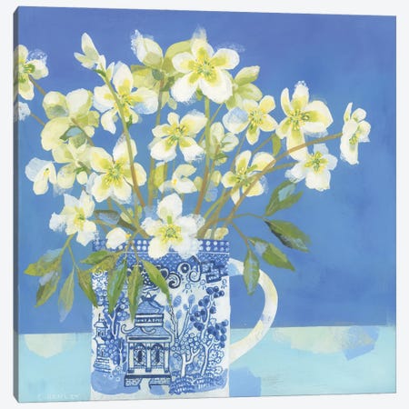 Hellebores In The Willow Pattern Mug Canvas Print #HYC26} by Claire Henley Canvas Print