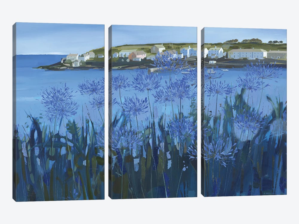 Tall Agapanthus, Portscatho by Claire Henley 3-piece Canvas Art Print