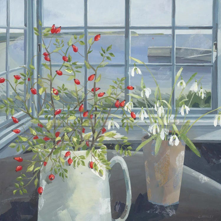 Rose Hips And Snowdrops by Claire Henley wall art
